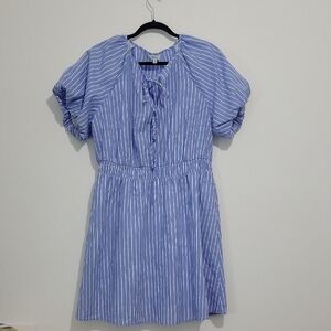 REITMANS SHORT LANTERN SLEEVE STRIPED MIDI DRESS